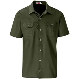 Mens Short Sleeve Wildstone Shirt Military Green Front